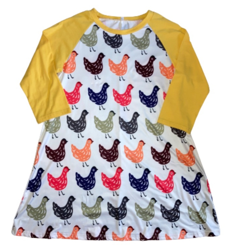 Woman’s size LARGE CHICKEN print dress boutique like new ladies summer spring